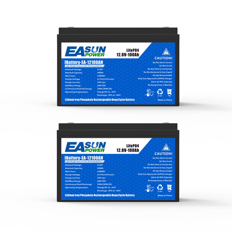 【0% IVA】EASUN POWER Batteria Solare al Litio Ferro Fosfato Lifepo4 12V 100Ah 12.8V