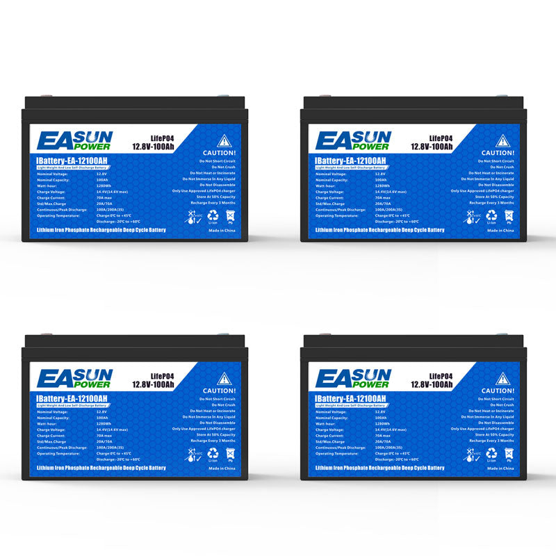 【0% IVA】EASUN POWER Batteria Solare al Litio Ferro Fosfato Lifepo4 12V 100Ah 12.8V