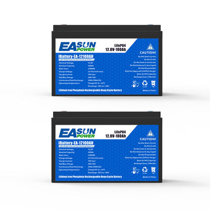 【0% IVA】EASUN POWER Batteria Solare al Litio Ferro Fosfato Lifepo4 12V 100Ah 12.8V