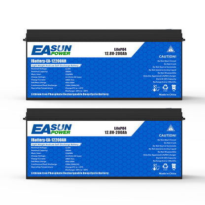 【0% IVA】Batteria Easun 12V 200Ah LiFePO4 Grado A Parallela e Personalizzabile +2000 Cicli di Vita