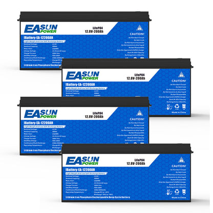 【0% IVA】Batteria Easun 12V 200Ah LiFePO4 Grado A Parallela e Personalizzabile +2000 Cicli di Vita