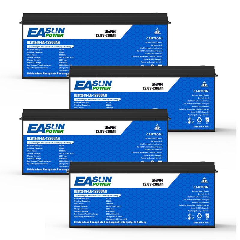 【0% IVA】Batteria Easun 12V 200Ah LiFePO4 Grado A Parallela e Personalizzabile +2000 Cicli di Vita