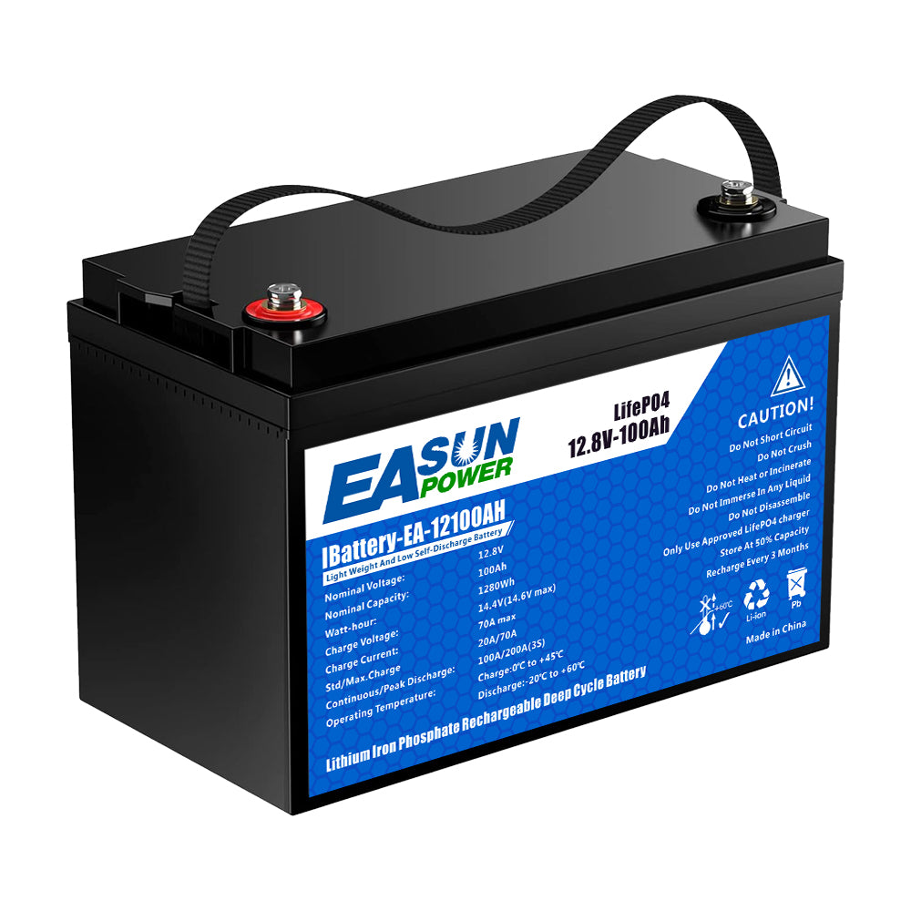 【0% IVA】EASUN POWER Batteria Solare al Litio Ferro Fosfato Lifepo4 12V 100Ah 12.8V