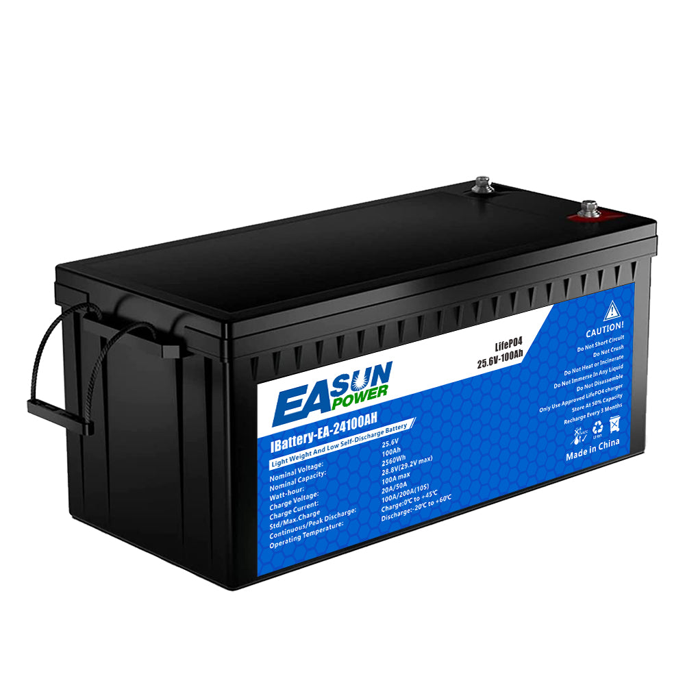 【0% IVA】Batteria EASUN 24V 100Ah LiFePO4 Litio Ferro Fosfato 25,6V Grado A Parallela