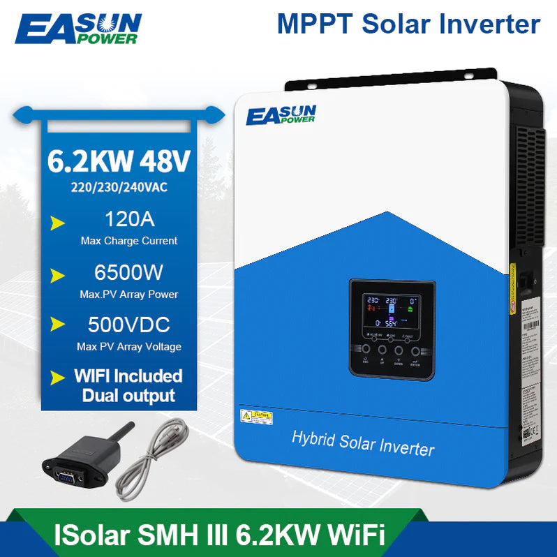 Inverter Solare Ibrido 6.2kW 48V MPPT 120A WiFi | EASUN
