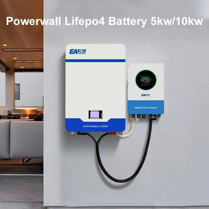 Batteria Accumulo Solare LiFePO4 5kWh 51.2V 100Ah da Parete | Easun