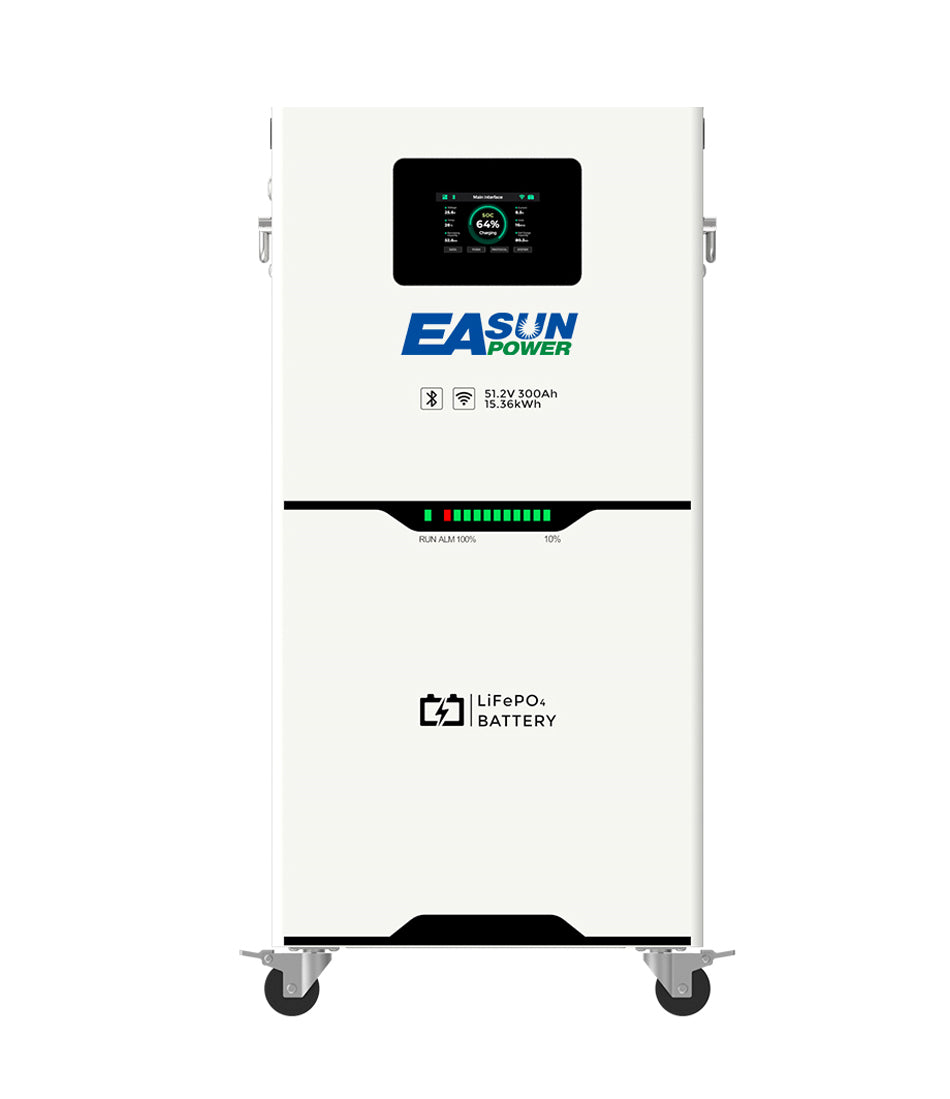 Batteria LiFePO4 15 kWh 48 V (51,2 V nominale) 300 Ah per Accumulo Solare/Fotovoltaico/Off-Grid | EASUN
