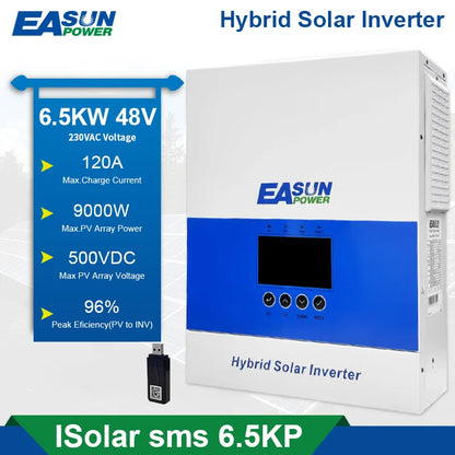 Inverter Solare Ibrido Off-Grid 6.5kW 48V MPPT 120A Parallelo | Easun