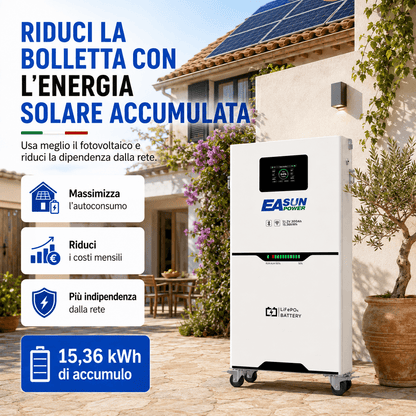 Batteria Litio Fotovoltaico 15kWh 51.2V (300Ah) EASUN | Schermo Touch LCD