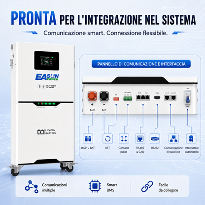 Batteria Litio Fotovoltaico 15kWh 51.2V (300Ah) EASUN | Schermo Touch LCD